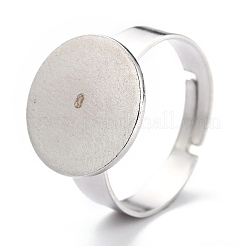 Non-Tarnish Adjustable 304 Stainless Steel Rings Components&nbsp;STAS-O146-01P