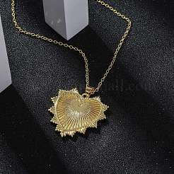 Brass Micro Pave Clear Cubic Zirconia Heart Pendant Necklaces for Women&nbsp;LS-NJEW-S438-07B-G