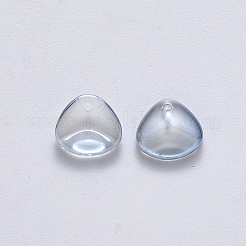 透明スプレー塗装ガラスチャーム  パール光沢メッキ  花弁  ライトブルー  7x8x2.5mm  穴：1mm&nbsp;GLAA-R211-01-D02