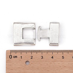 チベット風合金スナップロッククラスプ  カドミウムフリー＆ニッケルフリー＆鉛フリー  長方形  アンティークシルバー  23x21x5mm  穴：19x3mm.&nbsp;TIBEB-A101306-AS-FF