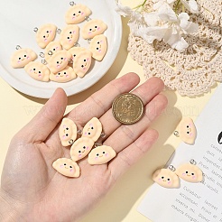 不透明樹脂ペンダント20個  プラチナトーンの鉄ループ付き  笑顔の餃子チャーム  古いレース  19x25x7mm  穴：2mm&nbsp;RESI-YW0004-50