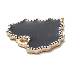 合金エナメルチャーム  カドミウムフリー＆鉛フリー  ハート  ライトゴールド  ブラック  17x16x1.5mm  穴：1.8mm&nbsp;FIND-I014-11LG-04