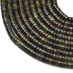 天然石ドラゴンブラッドビーズ連売り  ディスク  ヒシビーズ  6~6.5x3~3.5mm  穴：0.8mm  約128個/連  15.35''（39センチメートル）&nbsp;G-M420-A23-01