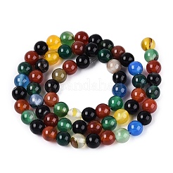 Natural Agate(Dyed & Heated) Beads Strands&nbsp;G-Q604-6MM-01