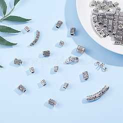 DIYキット  合金ビーズとプラスチックヘアピンパンメーカー付き  アンティークシルバー  9.5x9mm  穴：6mm  合計69個/袋&nbsp;DIY-SC0011-07AS