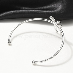 304ステンレススチール製カフバングル  女性のためのトルクバングル  蝶結び  ステンレス鋼色  内径：2-3/8インチ（5.9cm）&nbsp;BJEW-B107-01P