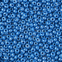 8/0 チェコ不透明ガラスシードビーズ  光沢のある  ラウンド  スチールブルー  3x2mm  穴：1mm  約500 G /袋&nbsp;SEED-N004-003A-18
