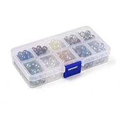 220個10色電気メッキガラスビーズ連売り  ラウンド  ミックスカラー  8.5x7.5mm  穴：1mm  22個/カラー  220個/セット&nbsp;EGLA-YW0003-26