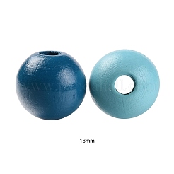 160 Pcs 4 Colors Summer Ocean Marine Style Painted Natural Wood Round Beads&nbsp;WOOD-LS0001-01F