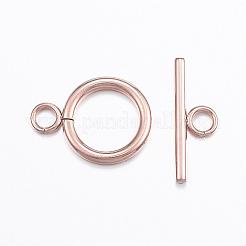 イオンプレーティング（IP）304ステンレススチールマンテル  ローズゴールド  リング：19x14x2mm  穴：3mm  バー：20x7x2mm  穴：3mm&nbsp;STAS-E127-01RG