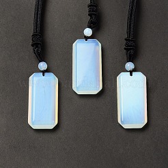Opalite Rectangle Pendant Necklace with Nylon Cord for Women&nbsp;NJEW-C001-01A-04