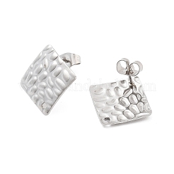 304ステンレススチールスタッドピアスファインディング  ステンレス鋼色  菱形  19x19mm  穴：1.4mm  ピン：0.5mm&nbsp;LS-STAS-Z091-02P-01