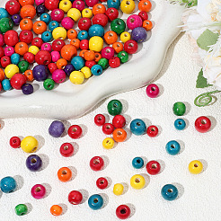 800pcs 3 Styles Dyed Natural Wood Beads&nbsp;WOOD-PA0001-23