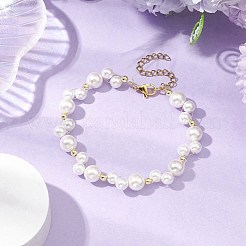 シェルパールと非磁性合成ヘマタイトビーズブレスレット  ゴールドカラー  7-7/8インチ（20cm）&nbsp;BJEW-JB11159