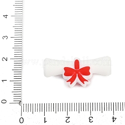 卒業シーズンのテーマのシリコンビーズ  焦点ビーズ  卒業証書  ホワイト  12.5x29.5x8.5mm  穴：2.5mm&nbsp;SIL-V002-09E