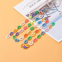 手作りアズキチェーン  アルミペーパークリップチェーン付き  アクリル クイック リンク コネクター  カラフル  18x12.5x3.5mm  1m/連について&nbsp;AJEW-JB01058