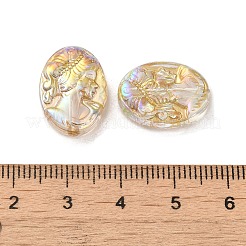 透明樹脂ビーズ  女性用ビーズ付き楕円形  ABカラー  カラフル  17.5x13x5.5mm  穴：1.6mm&nbsp;RESI-C047-04