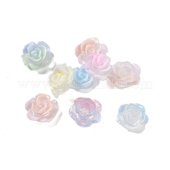 蓄光樹脂デコデンカボション  暗闇で光る  三色の花  ミックスカラー  9.5x9.5x4.5mm&nbsp;RESI-K036-09C
