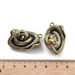 真鍮チャーム  カドミウムフリー＆鉛フリー  ヘビ  アンティークブロンズ  34.5x21.5x20.5mm  穴：2.5mm&nbsp;KK-A216-11AB