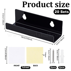 アクリルレコードホルダー  ネジとステッカー付き  長方形  ブラック  100x35x29.5mm&nbsp;AJEW-WH0752-506