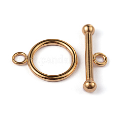 イオンプレーティング(IP) 304 ステンレススチール リング トグル クラスプ  ゴールドカラー  リング：21x16x2mm  バー：25x8x4mm  穴：3mm&nbsp;X-STAS-L176-13G