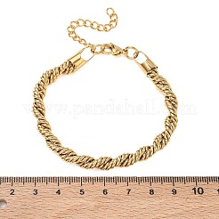 6mm 304ステンレススチール製ラウンドロープチェーンブレスレット  ゴールドカラー  7.28インチ（18.5cm）&nbsp;SA-CBA2696-25G