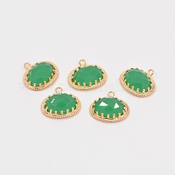 長持ちメッキゴールド調真鍮楕円チャーム  多面カット  ミディアムアクアマリン  16x17x6mm  穴：1mm&nbsp;LS-GLAA-J059-04G