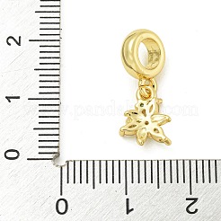Rack Plating Brass Pave Colorful Cubic Zirconia Flower European Dangle Charms&nbsp;KK-Z067-34G