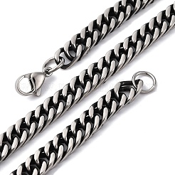 6mm 201 ステンレススチール キューバンリンクチェーンネックレス  ガンメタ色  23.86インチ（60.6cm）&nbsp;NJEW-Q013-14B