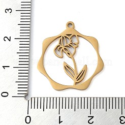 304ステンレスペンダント  花  ゴールドカラー  23.5x21.5x1mm  穴：1.5mm&nbsp;STAS-P338-01D-G