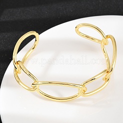 Brass Cuff Bangles for Women&nbsp;BJEW-C112-10G