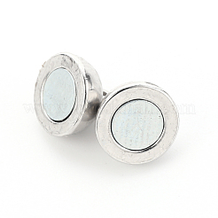 ループ付き合金マグネットクラスプ  カドミウムフリー＆鉛フリー  ラウンド  プラチナ  13x8mm  穴：1.2mm&nbsp;PALLOY-S141-01P-RS