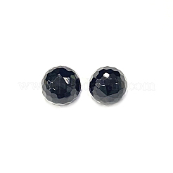 ナチュラルブラックオニキスビーズ  多面カットラウンド  染め＆加熱  片穴  10mm  穴：1.5mm&nbsp;G-D709-10mm