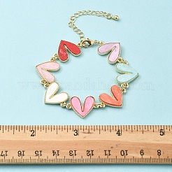 合金アクリルリンクブレスレット  ハート  ミックスカラー  6-1/4インチ（16cm）&nbsp;BJEW-FS00022