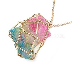 Brass Macrame Pouch Empty Stone Holder for Pendant Necklaces Making&nbsp;NJEW-JN04440-03