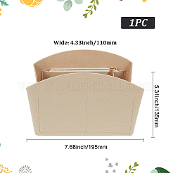 フェルト財布オーガナイザーインサート  女性用シェルバッグライナー  化粧品収納ポーチ  合金ジッパー付き  淡いチソウ  11x19.5x13.5cm&nbsp;FIND-WH0120-79A-02