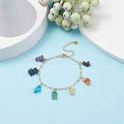 Natural & Synthetic Mixed Gemstone Chips Charm Bracelet and Necklace&nbsp;SJEW-JS01234
