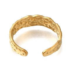 Textured 304 Stainless Steel Open Cuff Ring for Women&nbsp;RJEW-F161-02G-16