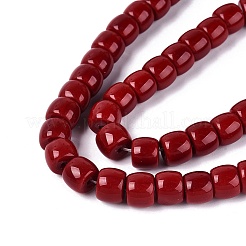 オペークガラスビーズ連売り  コラム  ファイヤーブリック  9.5~10x8mm  穴：1~1.2mm  約45~49個/連  14.17~16.14インチ（36~41cm）&nbsp;GLAA-Q106-02A-B03