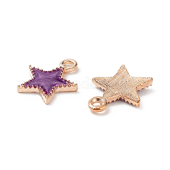合金エナメルチャーム  スター  ゴールドカラー  蘭  16x13x2mm  穴：2mm&nbsp;ENAM-O027-04B