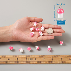 プラスチックチャーム  プラチナメッキ鉄ループ付き  水玉模様のキノコ  ピンク  17.5x11.5x12mm  穴：1.5mm&nbsp;KY-TA0001-15A