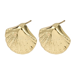 Brass Shell Shape Stud Earrings&nbsp;EJEW-H165-02B-G