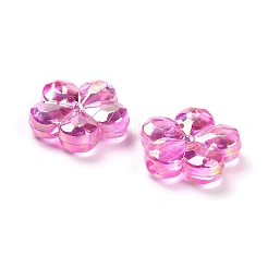 透明アクリルビーズ  プラム  ABカラーメッキ  フクシア  13.5x14.5x4.5mm  穴：1.8mm  約1111個/500g&nbsp;PACR-H004-01E