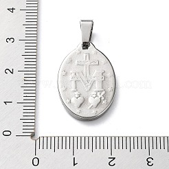 変色しない304ステンレススチールペンダント  聖母マリアとオーバル  ステンレス鋼色  25x16x3mm  穴：3.5x7mm&nbsp;STAS-F223-43P