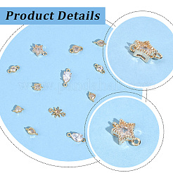 24Pcs 8 Styles Brass Pave Cubic Zirconia Connector Charms&nbsp;KK-BBC0028-50