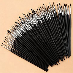 ナイロンネイルアートライナーブラシ  描画線ペン  木製ハンドルとアルミチューブ付き  ブラック  16.2~16.9x0.5cm  30個/セット&nbsp;MRMJ-WH20001-06