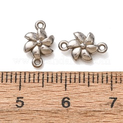 304ステンレススチールコネクタチャーム  プルメリアの花のリンク  ステンレス鋼色  10.5x6.5x2.5mm  穴：1mm&nbsp;STAS-N124-48P