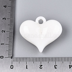 オペークアクリルパーツ  ハート  ホワイト  25.3x29.6x12.1mm  穴：3.5mm&nbsp;SACR-T017-45G