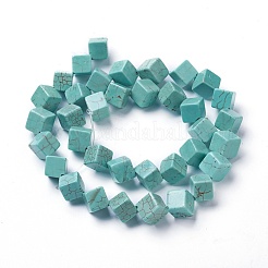 染色および加熱された天然ハウライトビーズ連売り  キューブ  16.5~19x17~19x12~13mm  穴：1mm  約21個/連  15.3インチ（38.9cm）&nbsp;G-F592-06-C