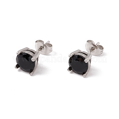 6 Pairs Cubic Zirconia Flat Round Stud Earrings&nbsp;EJEW-G291-04A-M